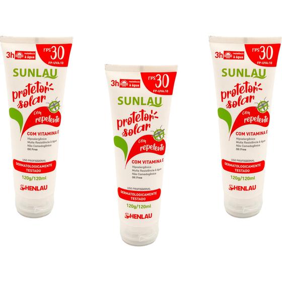 Imagem de Kit 3 Protetor Solar Fps 30 Repelente 120Ml 1/3 Uva Sem Óleo
