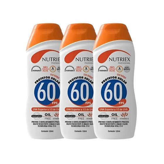 Imagem de KIT 3 Protetor Solar Profissional FPS 60 1/3 UVA 120ml - Nutriex