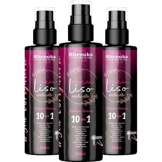 Imagem de Kit 3 Protetor Térmico 10 em 1 Condiciona os Fios 200ml