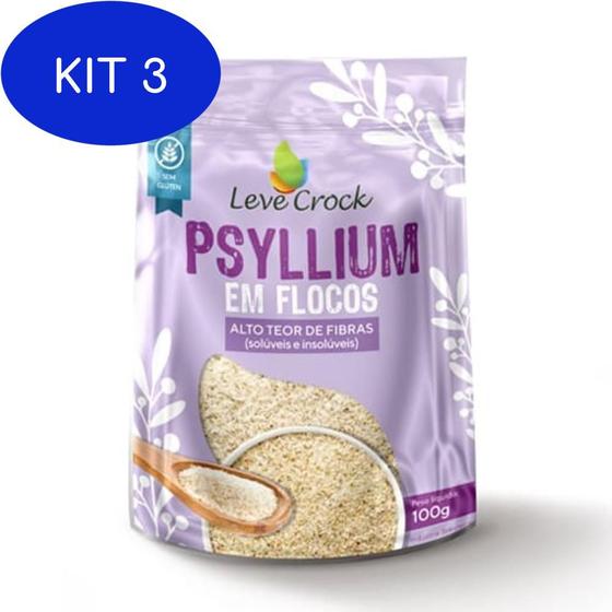Imagem de Kit 3 Psyllium Sem Gluten 100G Leve Crock