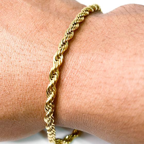 Imagem de Kit 3 Pulseiras cordão bracelete  trançado clássica  dourada basica