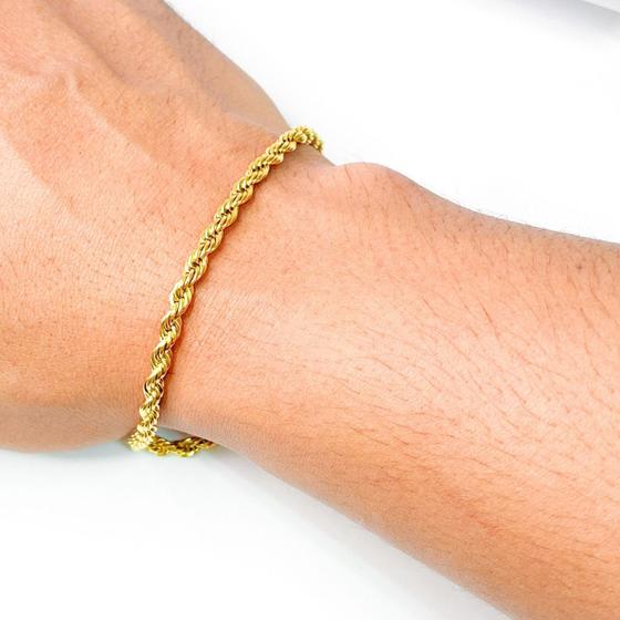 Imagem de Kit 3 Pulseiras cordão bracelete  trançado clássica  dourada fashion