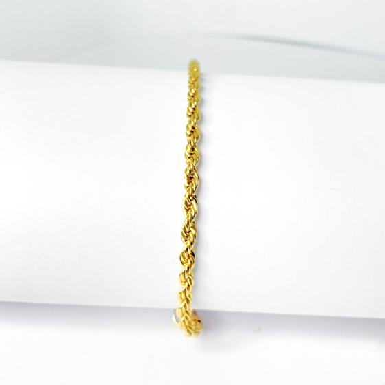 Imagem de Kit 3 pulseiras cordão bracelete trançado clássica dourada