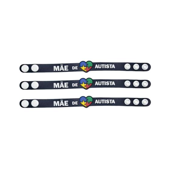 Imagem de kit 3 Pulseiras infantis emborrachada com regulagem autismo pai mãe de autista 
