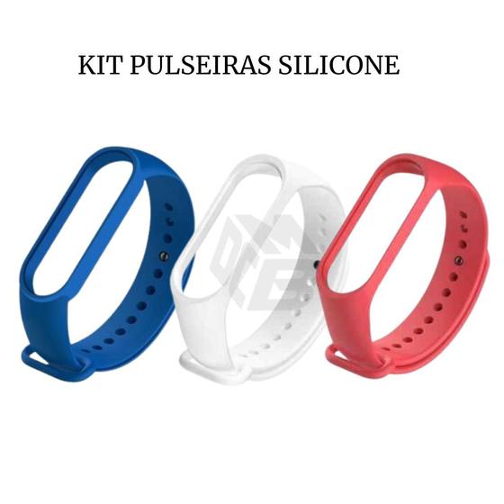Imagem de Kit 3 Pulseiras Silicone Para Relógio Smart Band M6 E M7