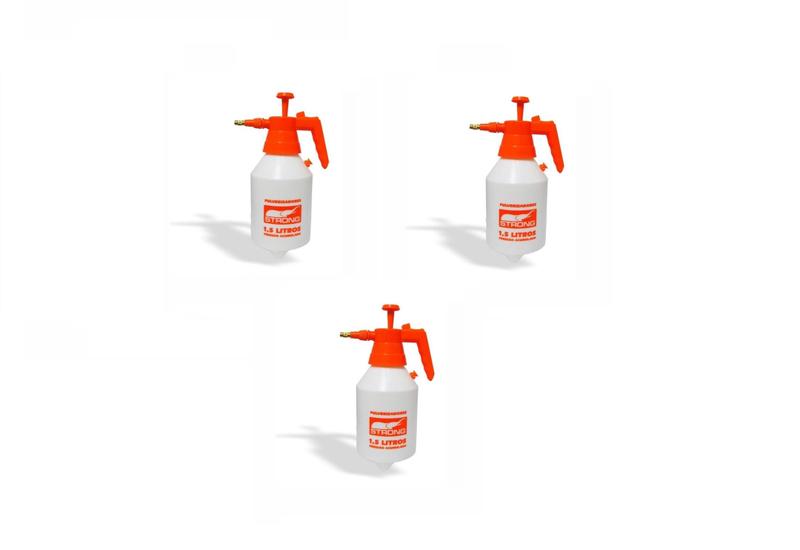 Imagem de Kit 3 Pulverizadores de Pressão Acumulada 1,5l Strong Branco com Laranja