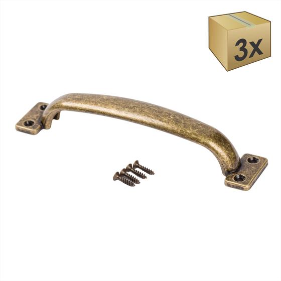 Imagem de Kit 3 Puxador Alça 18cm Ouro Velho Móveis Porta Portão Baú