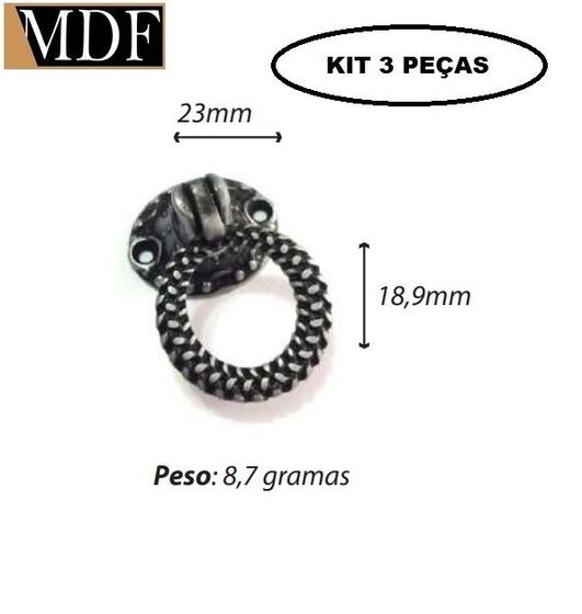 Imagem de Kit 3 Puxador Trabalhado para Caixa Gaveta 2,3 X 1,89cm Artesanato
