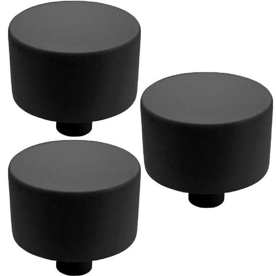 Imagem de Kit 3 Puxadores 194 YUMA Ponto Preto Fosco Para Móveis Armários e Gavetas