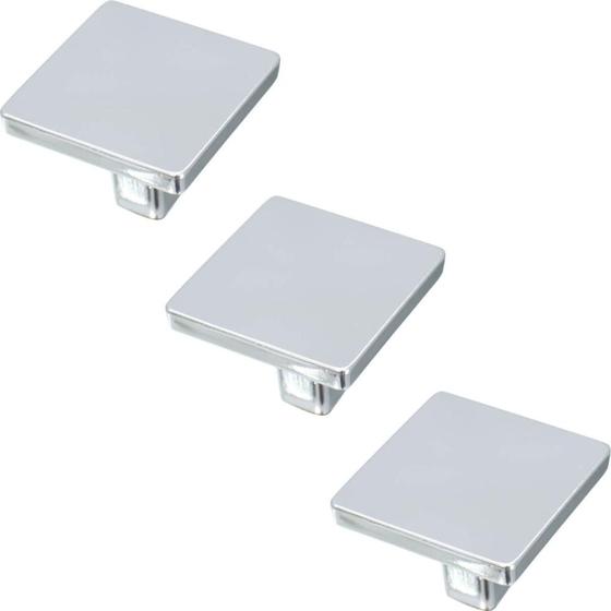 Kit 3 Puxadores Aspen 188 Ponto Quadrado Cromado Para Móvel Armários e Gavetas - Torralba Imagem de Kit 3 Puxadores Aspen 188 Ponto Quadrado Cromado Para Móvel Armários e Gavetas