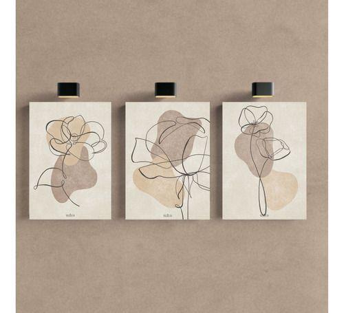 Imagem de Kit 3 - Quadro Arte Moderna Pintura Abatrata Mdf Tratado