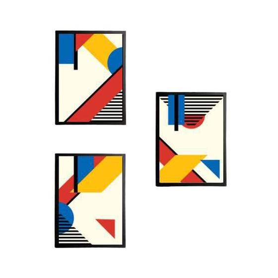 Imagem de Kit 3 Quadros Abstratos Mondrian 20X30Cm