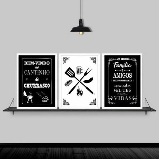 Imagem de Kit 3 Quadros Cantinho Do Churrasco 33x24cm