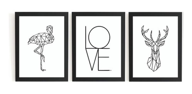 Imagem de Kit 3 Quadros Decoração Chic Arte Minimalista