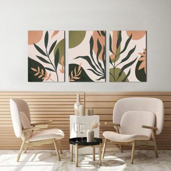 Kit 3 Quadros Decorativos Folhagem Menor preço em Kit 3 Quadros Decorativos Folhagem