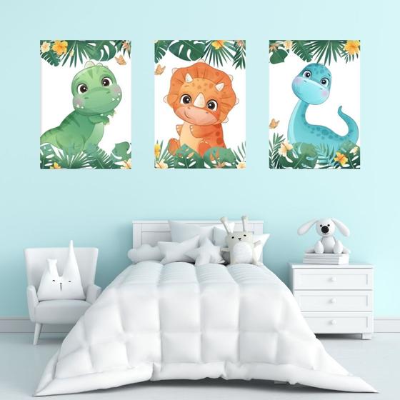 Imagem de Kit 3 Quadros Decorativos infantil  Dino Baby  20x28