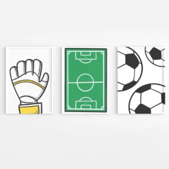 Imagem de Kit 3 Quadros Decorativos Infantil Para Quartos Futebol