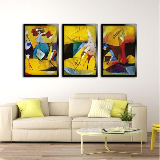 Kit 3 Quadros Decorativos Mosaico Abstrato Menor preço em Kit 3 Quadros Decorativos Mosaico Abstrato