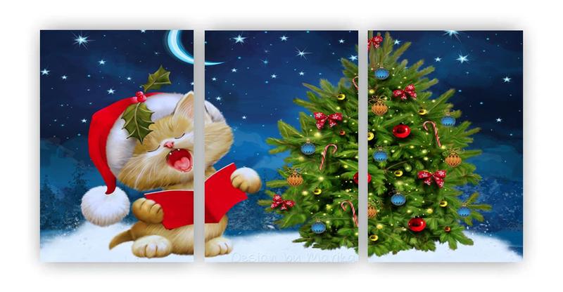Imagem de Kit 3 quadros decorativos natal gatinho natalino mdf 20x29