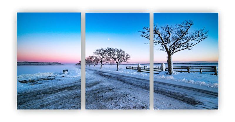Imagem de Kit 3 quadros decorativos paisagem nevada quarto sala mdf