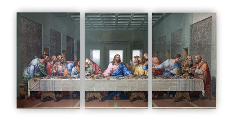 Imagem de Kit 3 quadros decorativos religioso santa ceia religião mdf