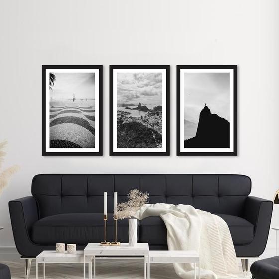 Imagem de Kit 3 Quadros Decorativos Rio De Janeiro Brasil 40X60Cm