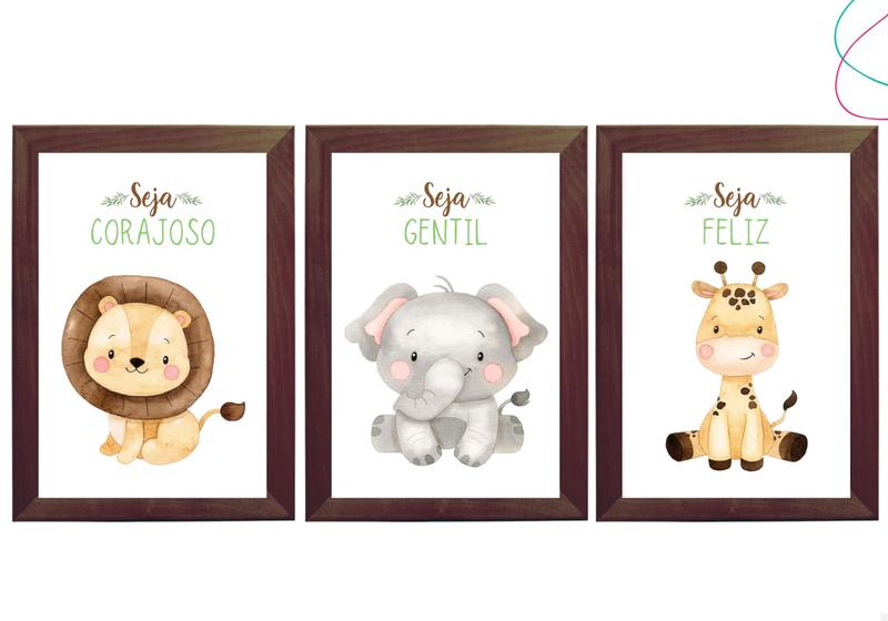 Imagem de Kit 3 Quadros Decorativos - Safari Aquarela