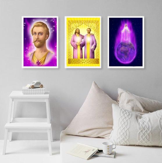 Imagem de Kit 3 Quadros Decorativos Saint Germain Com Jesus Cristo 33x24cm - com vidro