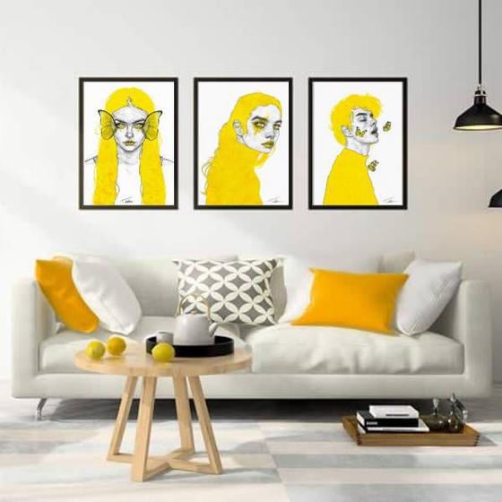 Imagem de Kit 3 Quadros Decorativos Yellow Design