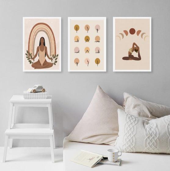 Imagem de Kit 3 Quadros Decorativos Yoga- Poses 24x18cm