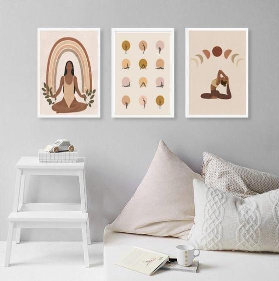 Imagem de Kit 3 Quadros Decorativos Yoga- Poses 33X24Cm