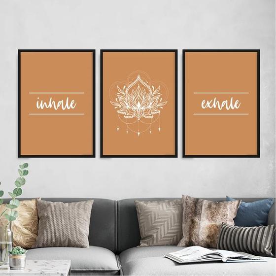 Imagem de Kit 3 Quadros Inhale Exhale -Mandala 45x34cm - com vidro