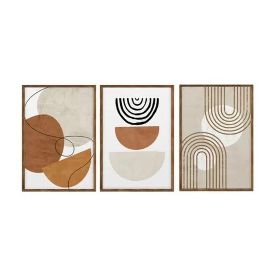 Imagem de Kit 3 Quadros Minimalistas 40x60 - Moldura Betume