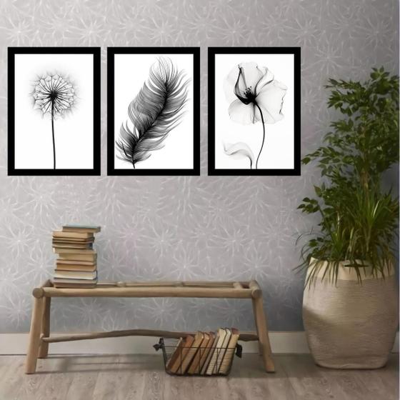 Imagem de Kit 3 Quadros Minimalistas 45x34cm - com Vidro