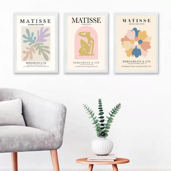 Imagem de Kit 3 Quadros Posters Matisse Candy Colors 45X34Cm