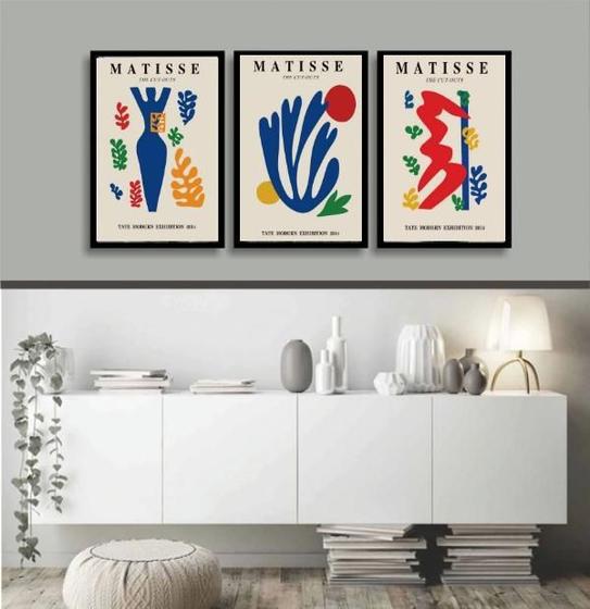 Imagem de Kit 3 Quadros Posters Matisse Colorido 24X18Cm - Com Vidro