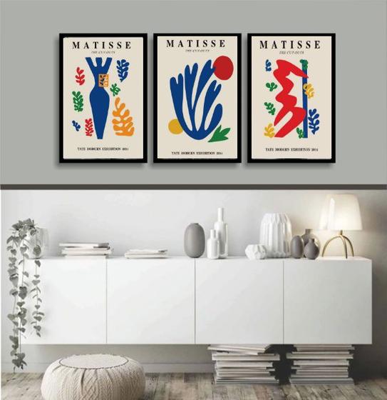 Imagem de Kit 3 Quadros Posters Matisse Colorido 45x34cm - com vidro