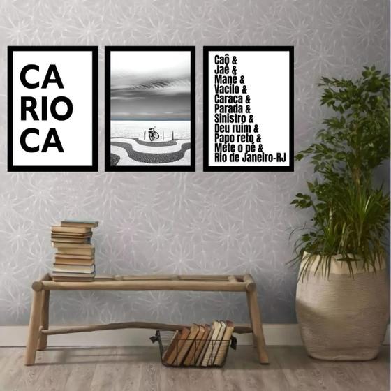 Imagem de Kit 3 Quadros Rio Janeiro - Carioca Gírias 45X34Cm - Vidro