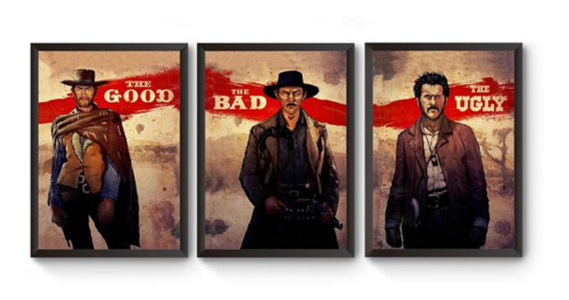 Imagem de Kit 3 Quadros The Good, The Bad And The Ugly