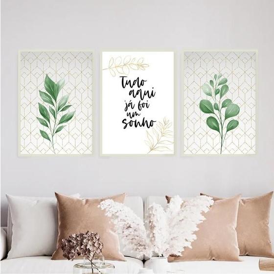 Imagem de Kit 3 Quadros Tudo Já Foi Um Sonho 45X34Cm - Com Vidro