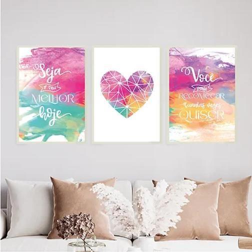 Imagem de Kit 3 Quadros Você Pode Recomeçar 24X18Cm - Com Vidro