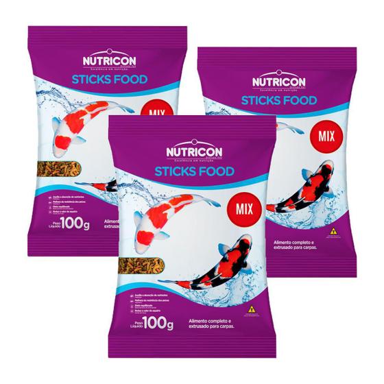 Imagem de Kit 3 Ração Carpas Adultas Nutricon Sticks Food Mix-100 gr