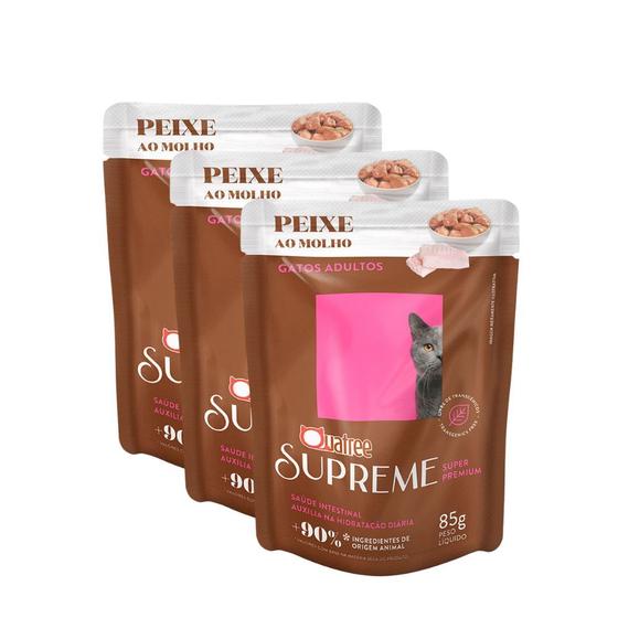 Imagem de Kit 3 Ração Úmida para Gato Quatree Supreme Super Premium Peixe ao Molho 85g