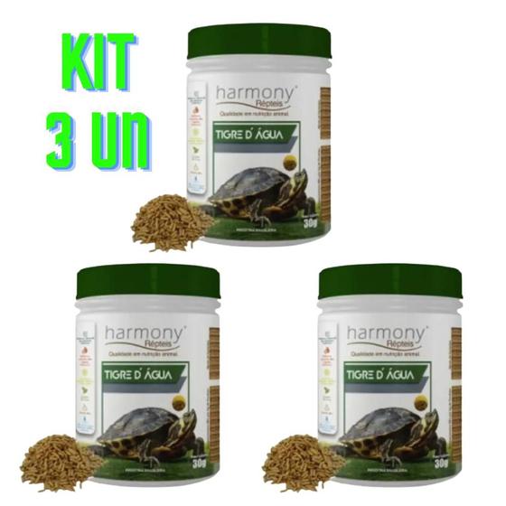 Imagem de Kit 3 Rações Harmony répteis tigre d'água 30g Minas Nutri