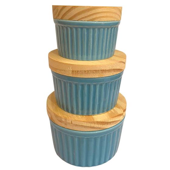 Imagem de Kit 3 Ramequim em Porcelana Ramekin P M e G Tamanhos diferente  Envio Rápido Decoração Cozinha