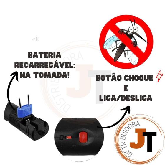 Imagem de Kit 3 Raquetes Mata Insetos Recarregável Bivolt