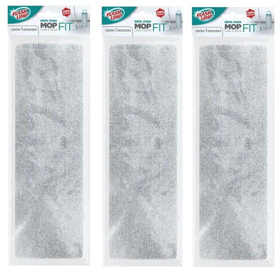 Imagem de Kit 3 Refil em Microfibra para MOP Lava e Seca FIT Flash Limp RMOP6088