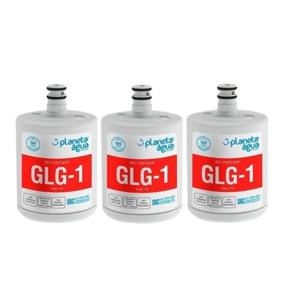 Imagem de Kit 3 Refil Filtro Planeta Água compatível com Geladeira Refrigerador LG LT500P