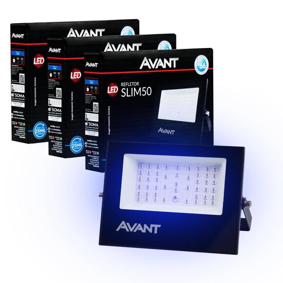 Imagem de Kit 3 Refletor LED Holofote Potente Slim 30W Luz Azul Aquario Piscina Bivolt - Avant