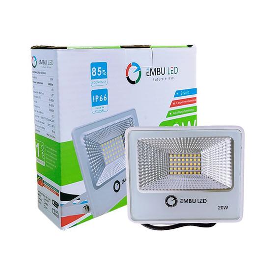 Imagem de Kit 3 Refletor Led SMD Slim 20W 6000K Branco